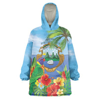 Costa Rica Parrot Tropical Flowers Wearable Blanket Hoodie