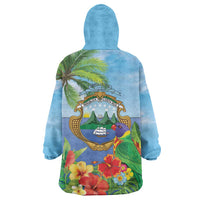 Costa Rica Parrot Tropical Flowers Wearable Blanket Hoodie