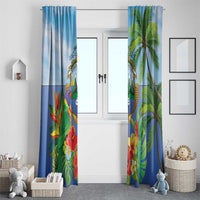 Costa Rica Parrot Tropical Flowers Window Curtain