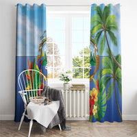 Costa Rica Parrot Tropical Flowers Window Curtain