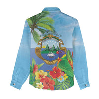 Costa Rica Parrot Tropical Flowers Women Casual Shirt