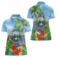 Costa Rica Parrot Tropical Flowers Women Polo Shirt