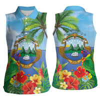 Costa Rica Parrot Tropical Flowers Women Sleeveless Polo Shirt