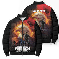 US Memorial Day Personalized Bomber Puffer Jacket May We Never Forget Freedom Isnt Free