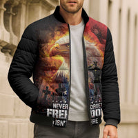US Memorial Day Personalized Bomber Puffer Jacket May We Never Forget Freedom Isnt Free