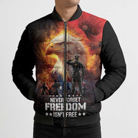 US Memorial Day Personalized Bomber Puffer Jacket May We Never Forget Freedom Isnt Free