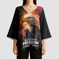US Memorial Day Personalized Kimono Sleeve Blouse May We Never Forget Freedom Isnt Free