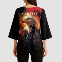 US Memorial Day Personalized Kimono Sleeve Blouse May We Never Forget Freedom Isnt Free
