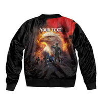 US Memorial Day Personalized Sleeve Zip Bomber Jacket May We Never Forget Freedom Isnt Free