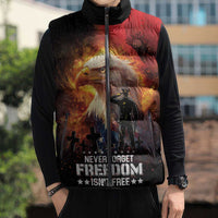 US Memorial Day Personalized Sleeveless Puffer Jacket May We Never Forget Freedom Isnt Free