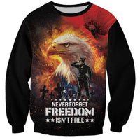 US Memorial Day Personalized Sweatshirt May We Never Forget Freedom Isnt Free