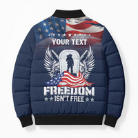 Never Forget Freedom American Memorial Day Personalized Bomber Puffer Jacket