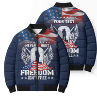Never Forget Freedom American Memorial Day Personalized Bomber Puffer Jacket