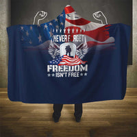 Never Forget Freedom American Memorial Day Hooded Blanket