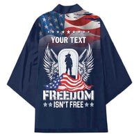 Never Forget Freedom American Memorial Day Personalized Kimono
