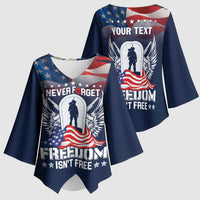 Never Forget Freedom American Memorial Day Personalized Kimono Sleeve Blouse
