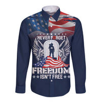 Never Forget Freedom American Memorial Day Personalized Long Sleeve Button Shirt