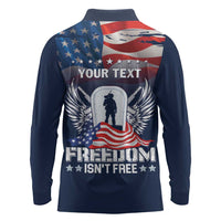 Never Forget Freedom American Memorial Day Personalized Long Sleeve Polo Shirt