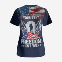 Never Forget Freedom American Memorial Day Personalized Scrub Top