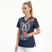Never Forget Freedom American Memorial Day Personalized Scrub Top