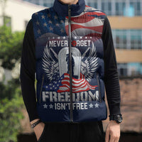 Never Forget Freedom American Memorial Day Personalized Sleeveless Puffer Jacket