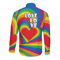 Pride LGBT Love is Love Long Sleeve Button Shirt Rainbow Vibe - Wonder Print Shop