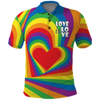 Pride LGBT Love is Love Polo Shirt Rainbow Vibe - Wonder Print Shop