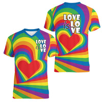Pride LGBT Love is Love Women V Neck T Shirt Rainbow Vibe - Wonder Print Shop