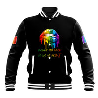 Pride Month To Be Yourself Baseball Jacket Black Vibe LT9 - Wonder Print Shop