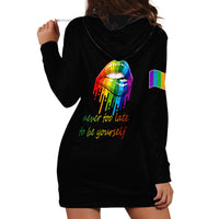 Pride Month To Be Yourself Hoodie Dress Black Vibe - Wonder Print Shop
