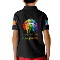 Pride Month To Be Yourself Kid Polo Shirt Black Vibe - Wonder Print Shop