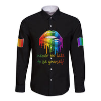 Pride Month To Be Yourself Long Sleeve Button Shirt Black Vibe - Wonder Print Shop