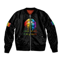 Pride Month To Be Yourself Sleeve Zip Bomber Jacket Black Vibe - Wonder Print Shop