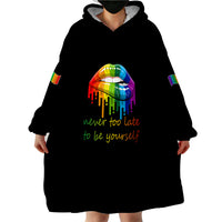 Pride Month To Be Yourself Wearable Blanket Hoodie Black Vibe - Wonder Print Shop