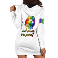 Pride Month To Be Yourself Hoodie Dress White Vibe - Wonder Print Shop