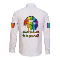 Pride Month To Be Yourself Long Sleeve Button Shirt White Vibe - Wonder Print Shop