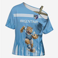 Argentina Rugby Custom Cross Shoulder Shirt Glory Be To Pumas - Wonder Print Shop