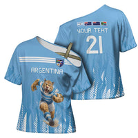 Argentina Rugby Custom Cross Shoulder Shirt Glory Be To Pumas - Wonder Print Shop