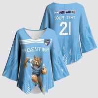 Argentina Rugby Custom Kimono Sleeve Blouse Glory Be To Pumas - Wonder Print Shop