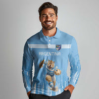 Argentina Rugby Custom Long Sleeve Polo Shirt Glory Be To Pumas - Wonder Print Shop