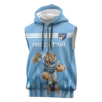 Argentina Rugby Custom Sleeveless Zip Hoodie Glory Be To Pumas - Wonder Print Shop