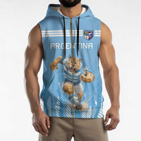 Argentina Rugby Custom Sleeveless Zip Hoodie Glory Be To Pumas - Wonder Print Shop