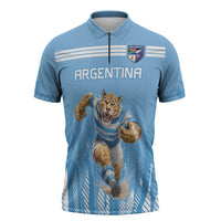 Argentina Rugby Custom Zipper Polo Shirt Glory Be To Pumas - Wonder Print Shop