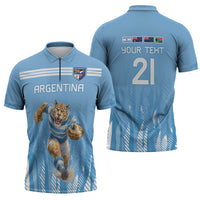 Argentina Rugby Custom Zipper Polo Shirt Glory Be To Pumas - Wonder Print Shop