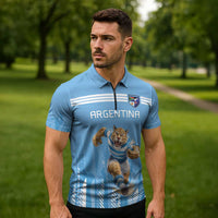 Argentina Rugby Custom Zipper Polo Shirt Glory Be To Pumas - Wonder Print Shop
