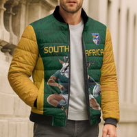 South Africa Rugby Custom Bomber Puffer Jacket Glory Be To Springboks - Wonder Print Shop