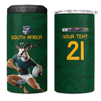 South Africa Rugby Custom 4 in 1 Can Cooler Tumbler Glory Be To Springboks - Wonder Print Shop