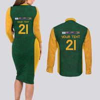 South Africa Rugby Custom Couples Matching Long Sleeve Bodycon Dress and Long Sleeve Button Shirt Glory Be To Springboks - Wonder Print Shop