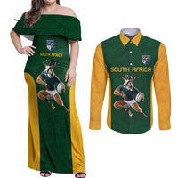 South Africa Rugby Custom Couples Matching Off Shoulder Maxi Dress and Long Sleeve Button Shirt Glory Be To Springboks - Wonder Print Shop