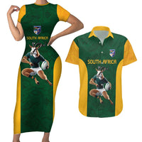 South Africa Rugby Custom Couples Matching Short Sleeve Bodycon Dress and Hawaiian Shirt Glory Be To Springboks - Wonder Print Shop